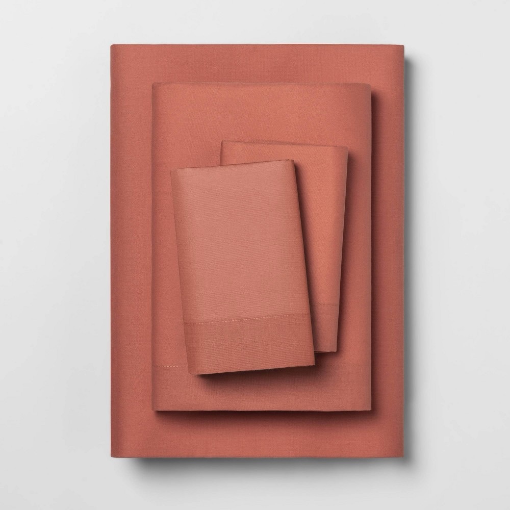 Opalhouse Full Size Solid Easy Care Percale Cotton Sheet Set -Rose